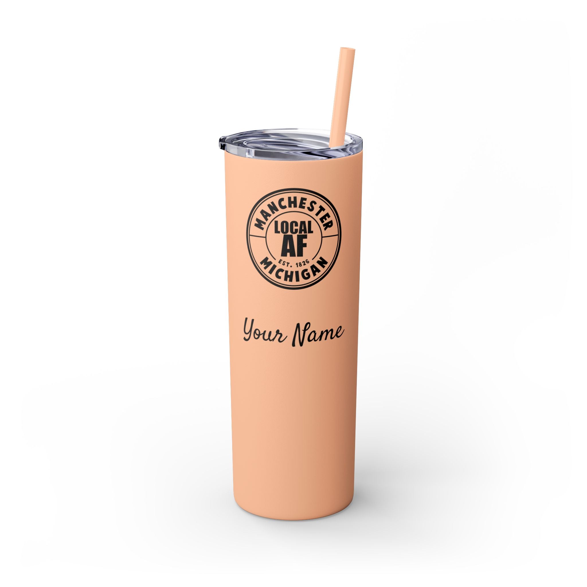Manchester Local AF Skinny Steel Tumbler with Straw - 20oz