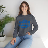 Detroit Football Skyline Blue Crewneck Sweatshirt - Unisex