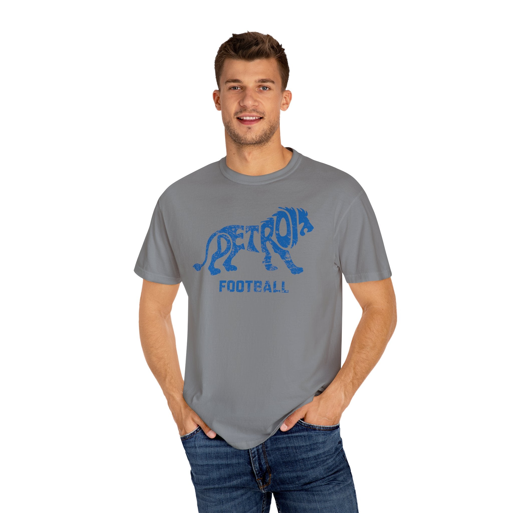 Detroit Football Lion Blue Premium T-Shirt - Unisex