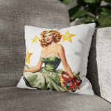 Pin Up Girl Christmas 3 Square Pillow Case