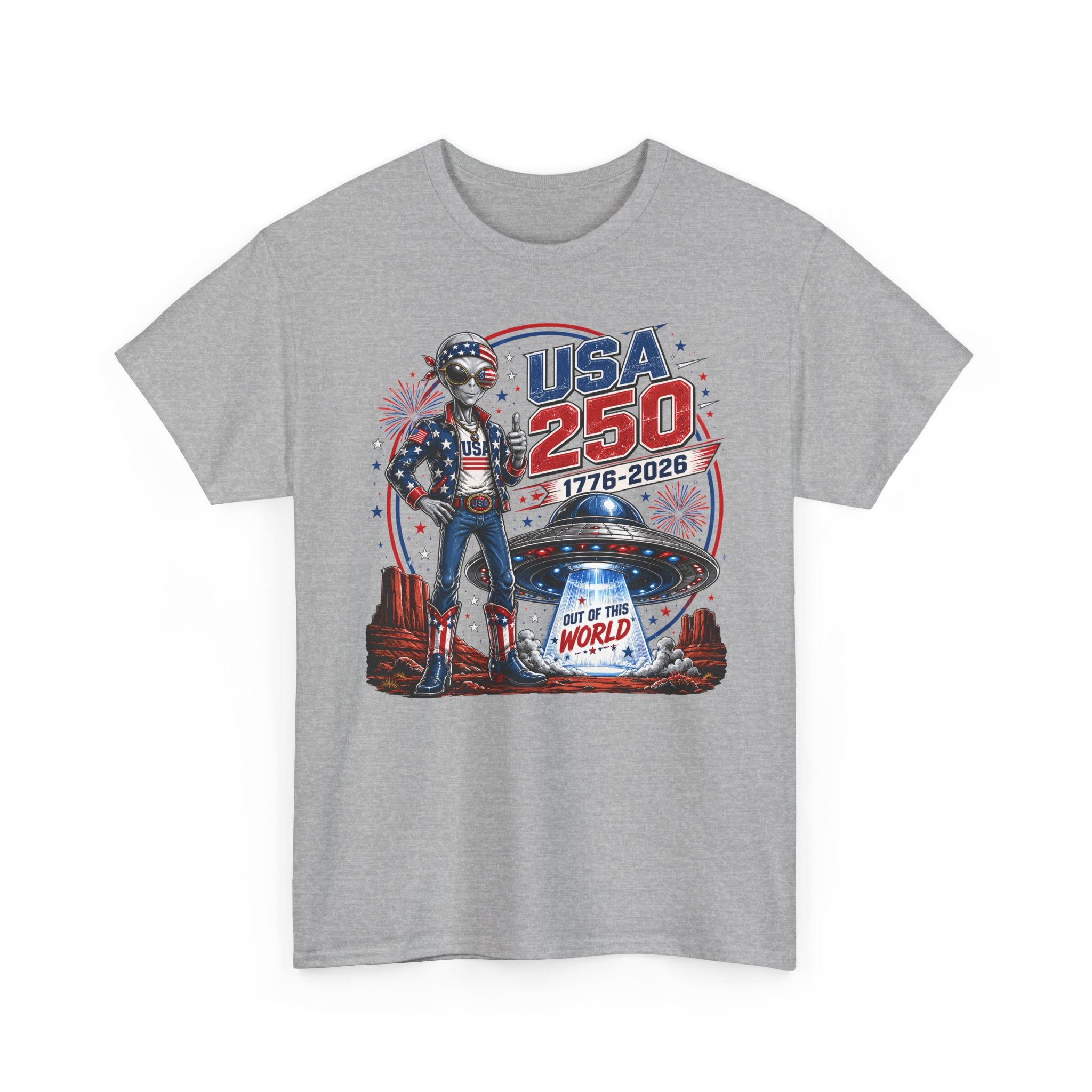 Alien Cowboy USA 250 1776 2026 Western Patriotic Basic T-Shirt - Unisex