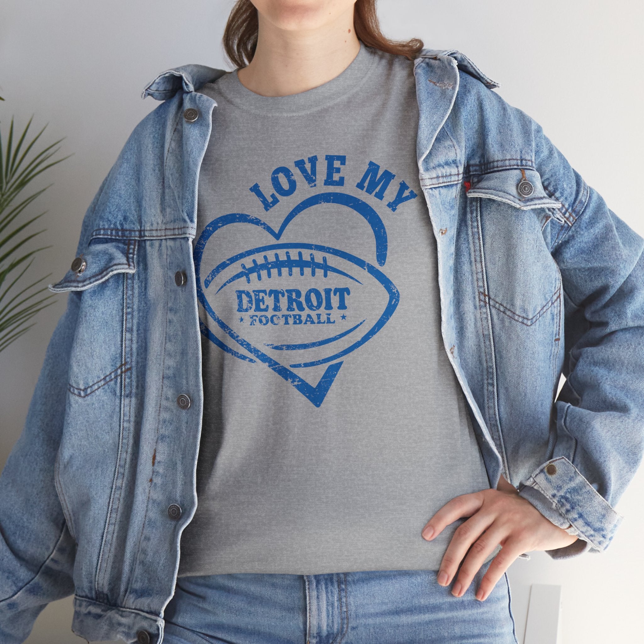 Love Detroit Football Blue Basic T-Shirt - Unisex