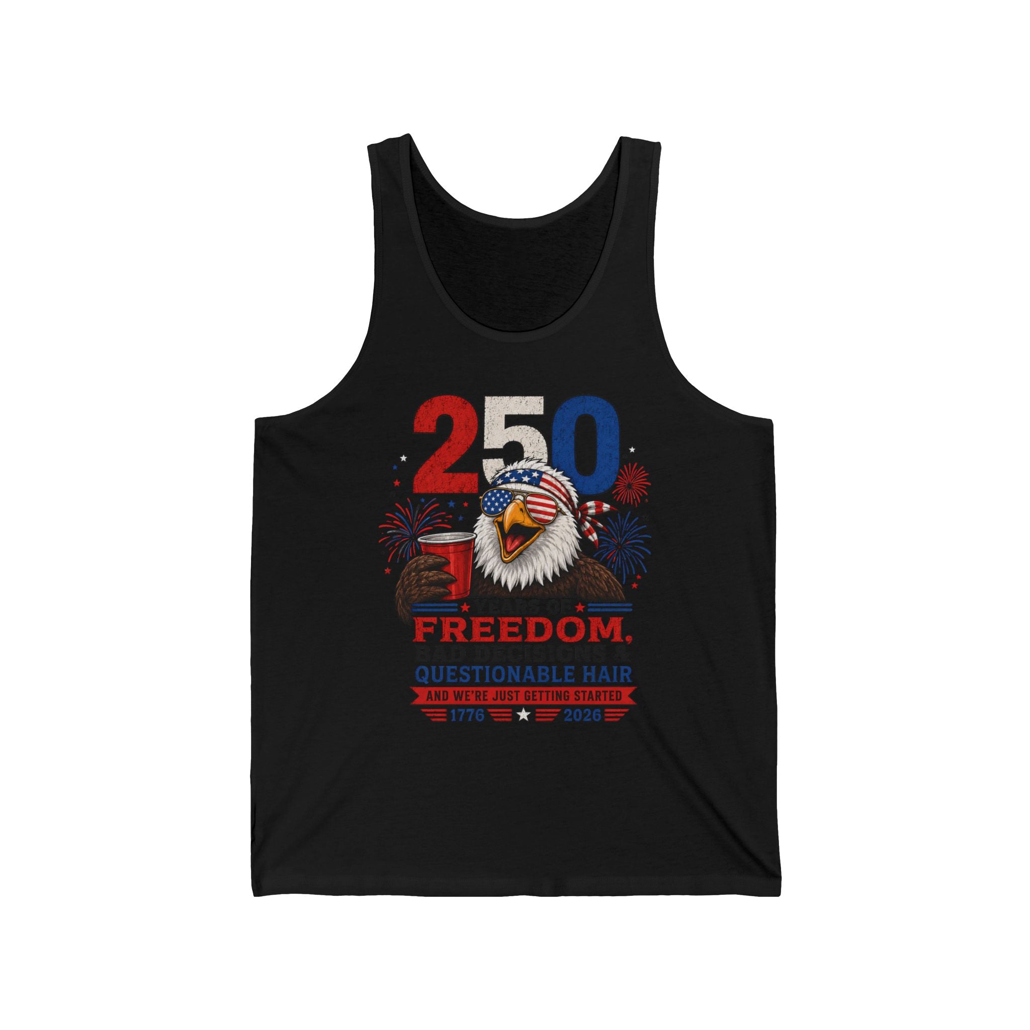Funny Eagle Questionable Hair 250th Anniversary Patriotic Basic T-Shirt - Unisex