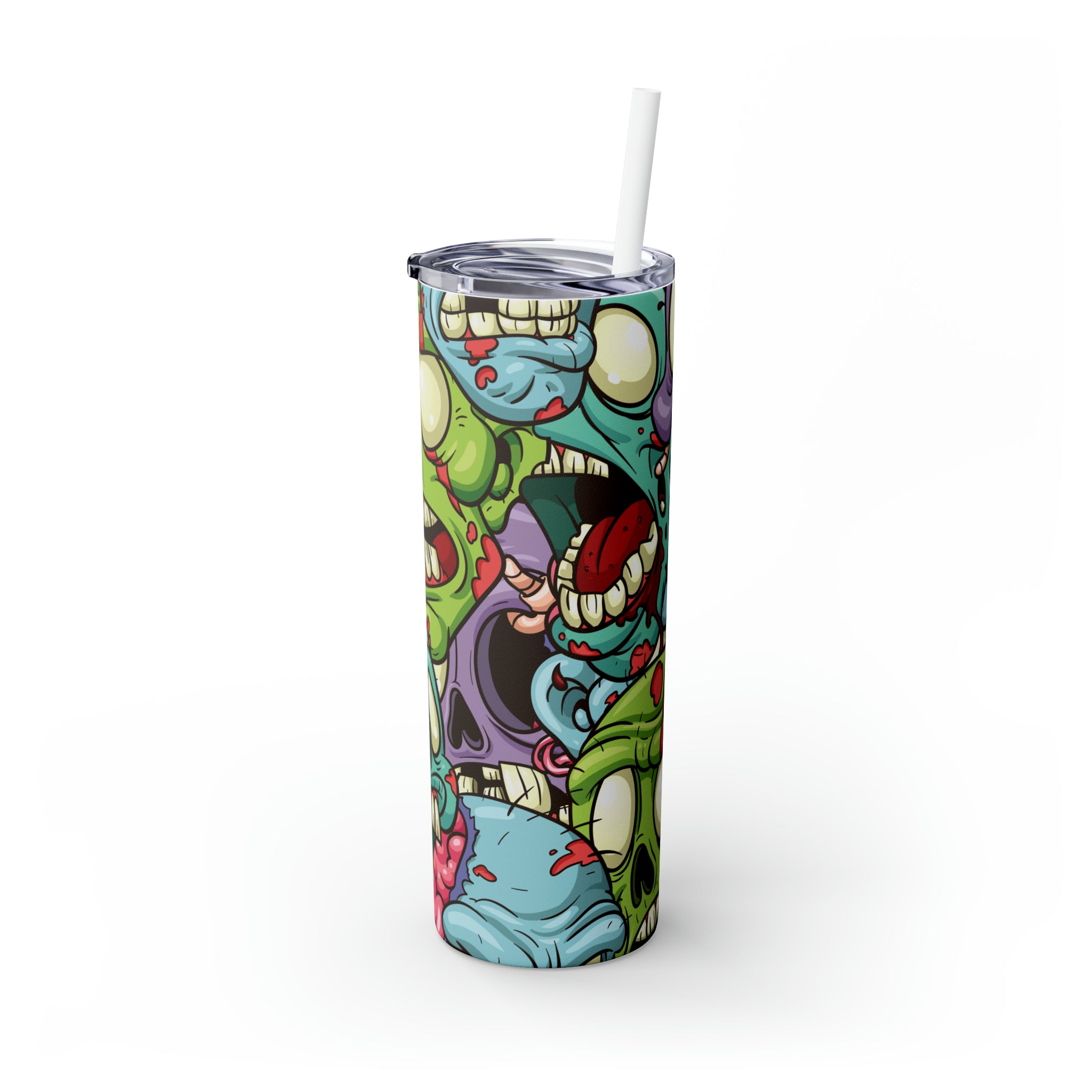 Zombies Skinny Steel Tumbler with Straw, 20oz