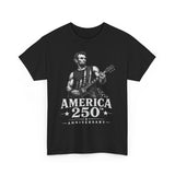 Mustache Guitar Hero America 250 Distressed Patriotic Grunge Basic T-Shirt - Unisex