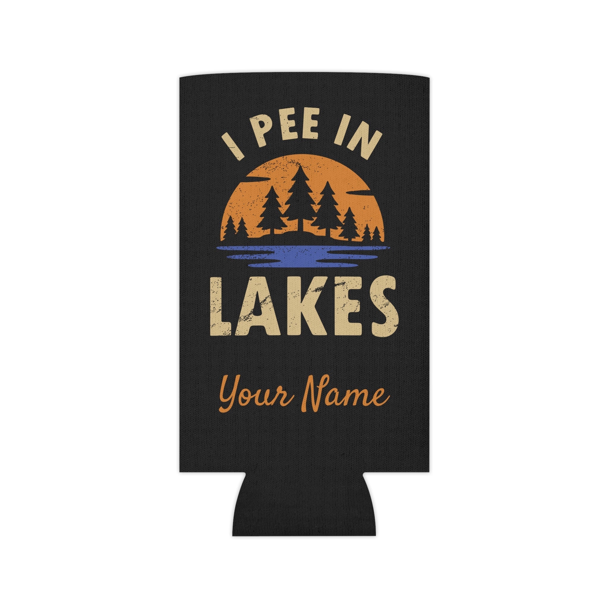 Can Cooler - Skinny - I Pee In Lakes Retro Sun