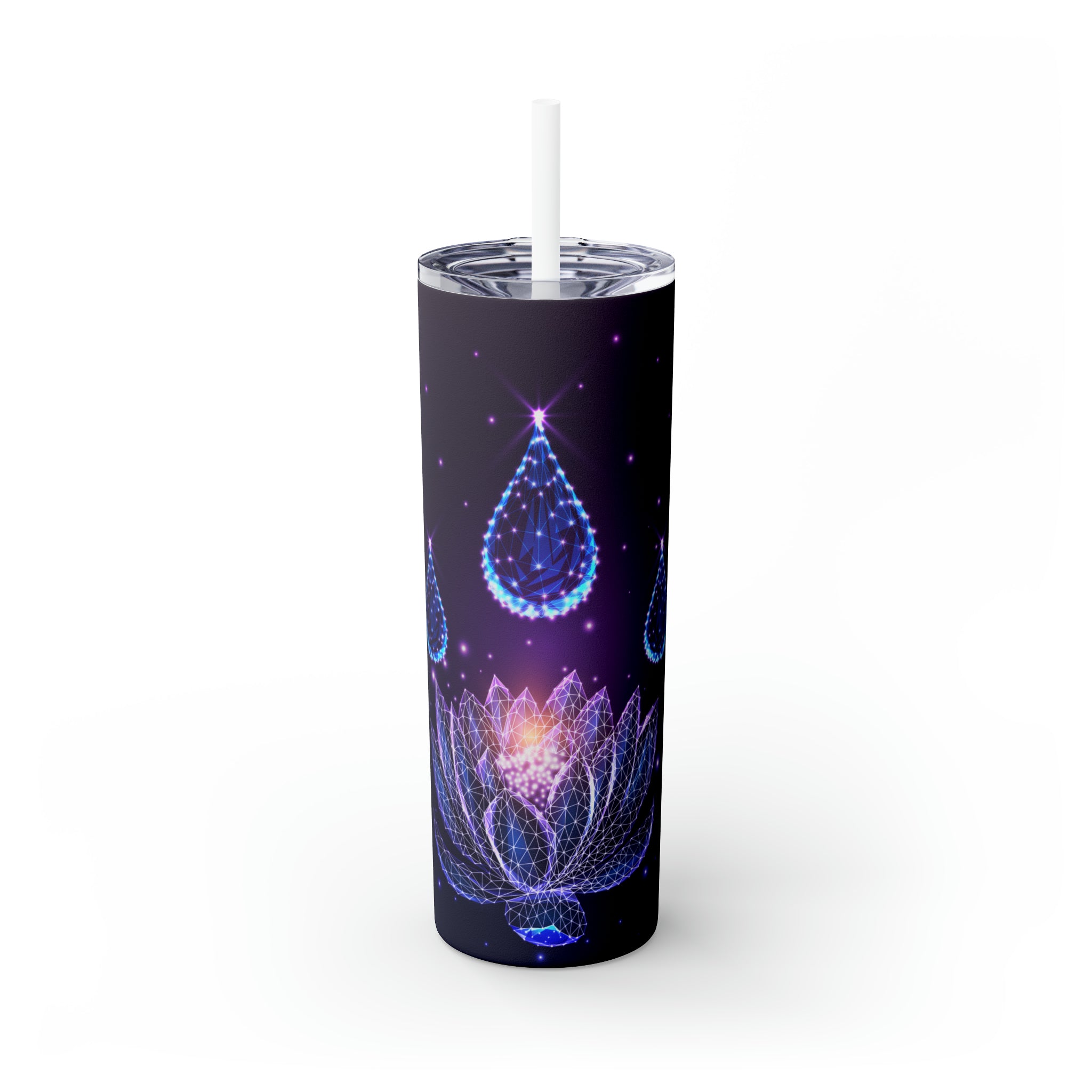 Lotus Drop Skinny Steel Tumbler with Straw, 20oz