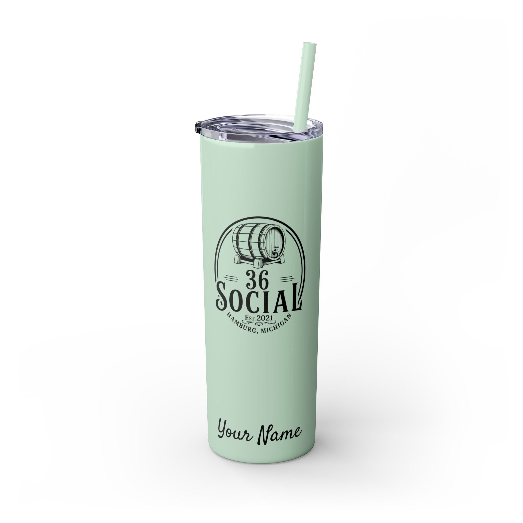 Skinny Steel Tumbler with Straw - 20oz - 36 Social