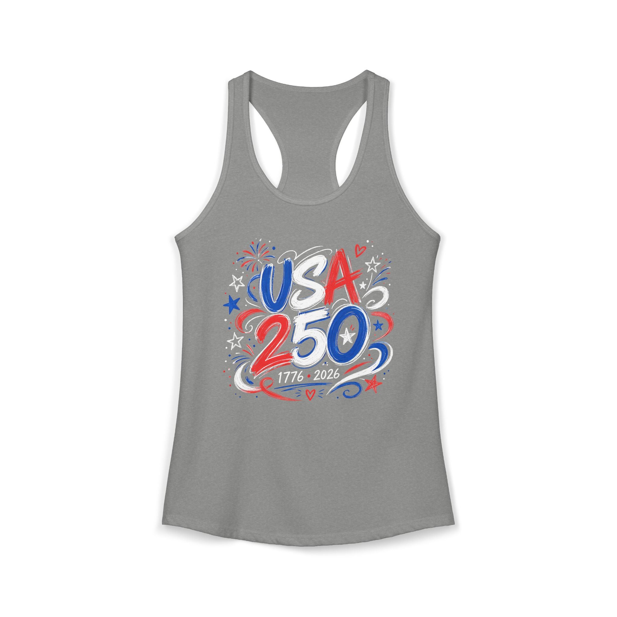 Bold Brush USA 250 Anniversary Patriotic Americana Basic Racerback Tank Top - Women's