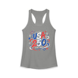Bold Brush USA 250 Anniversary Patriotic Americana Basic Racerback Tank Top - Women's