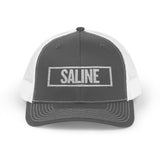 Saline Bold & Square White Embroidery Trucker Cap