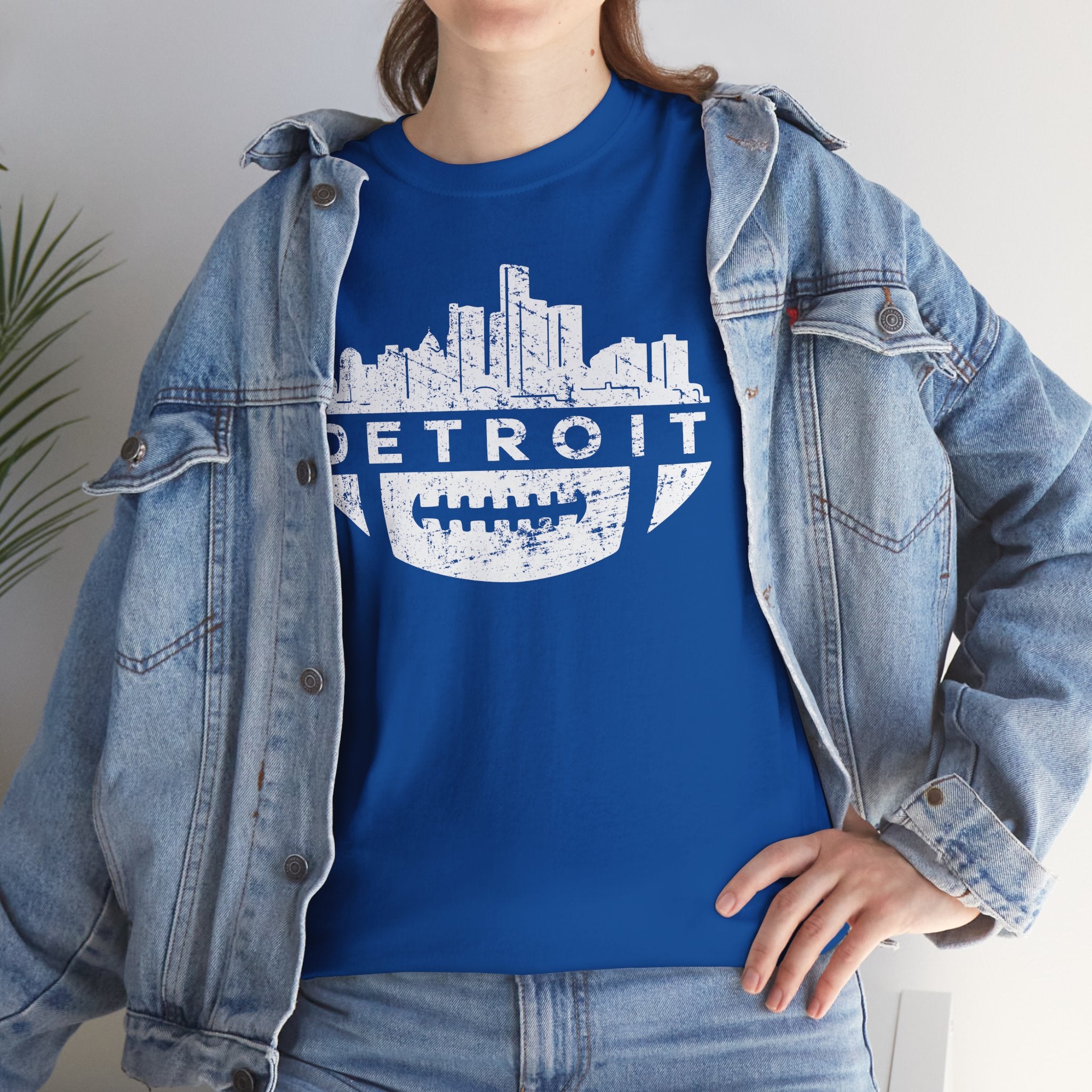 Detroit Football Skyline White Basic T-Shirt - Unisex