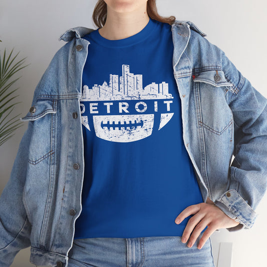 Detroit Football Skyline White Basic T-Shirt - Unisex