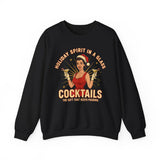 Holiday Spirit In A Glass Cocktails Crewneck Sweatshirt - Unisex