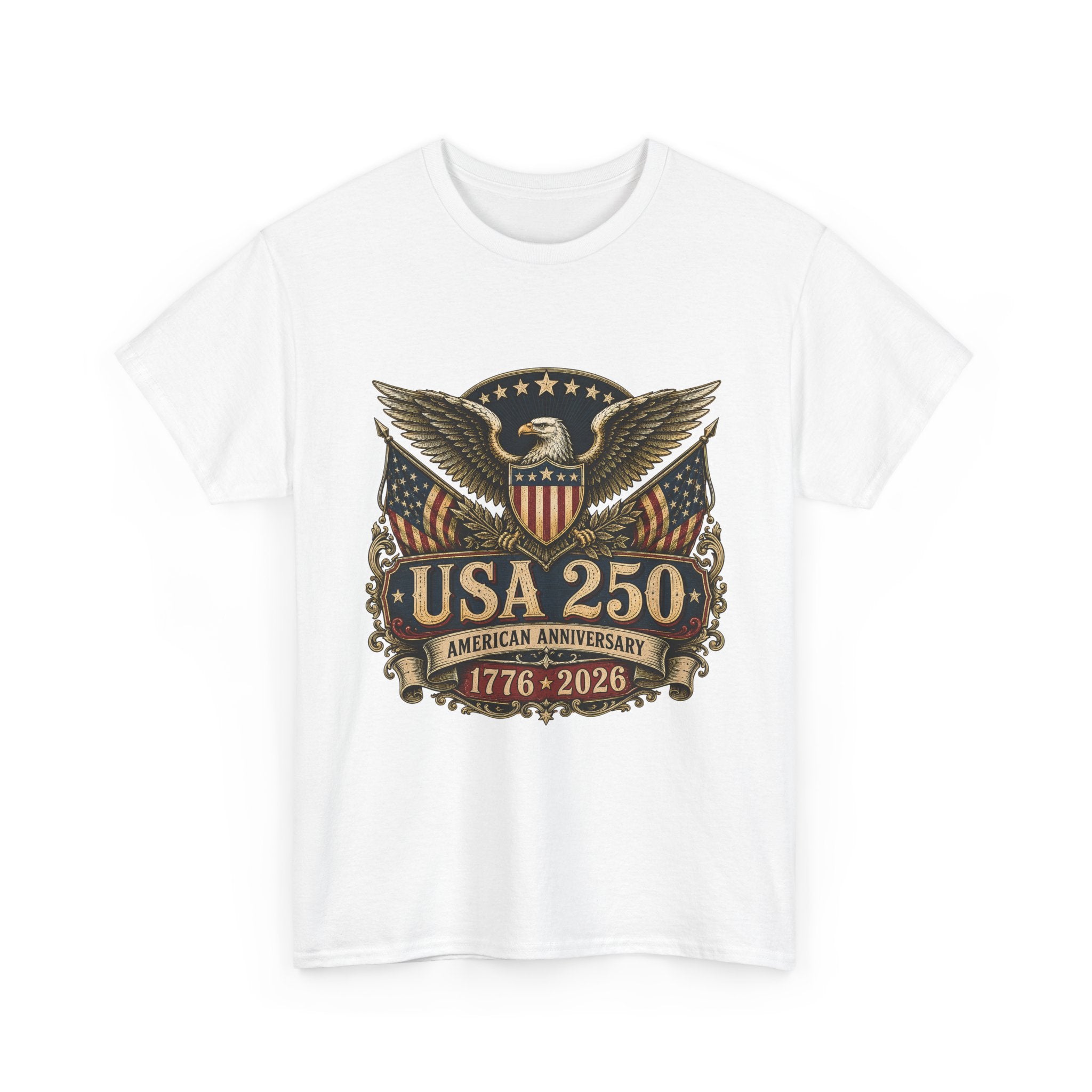 Ornate Eagle Shield USA 250 Anniversary Vintage Americana Basic T-Shirt - Unisex