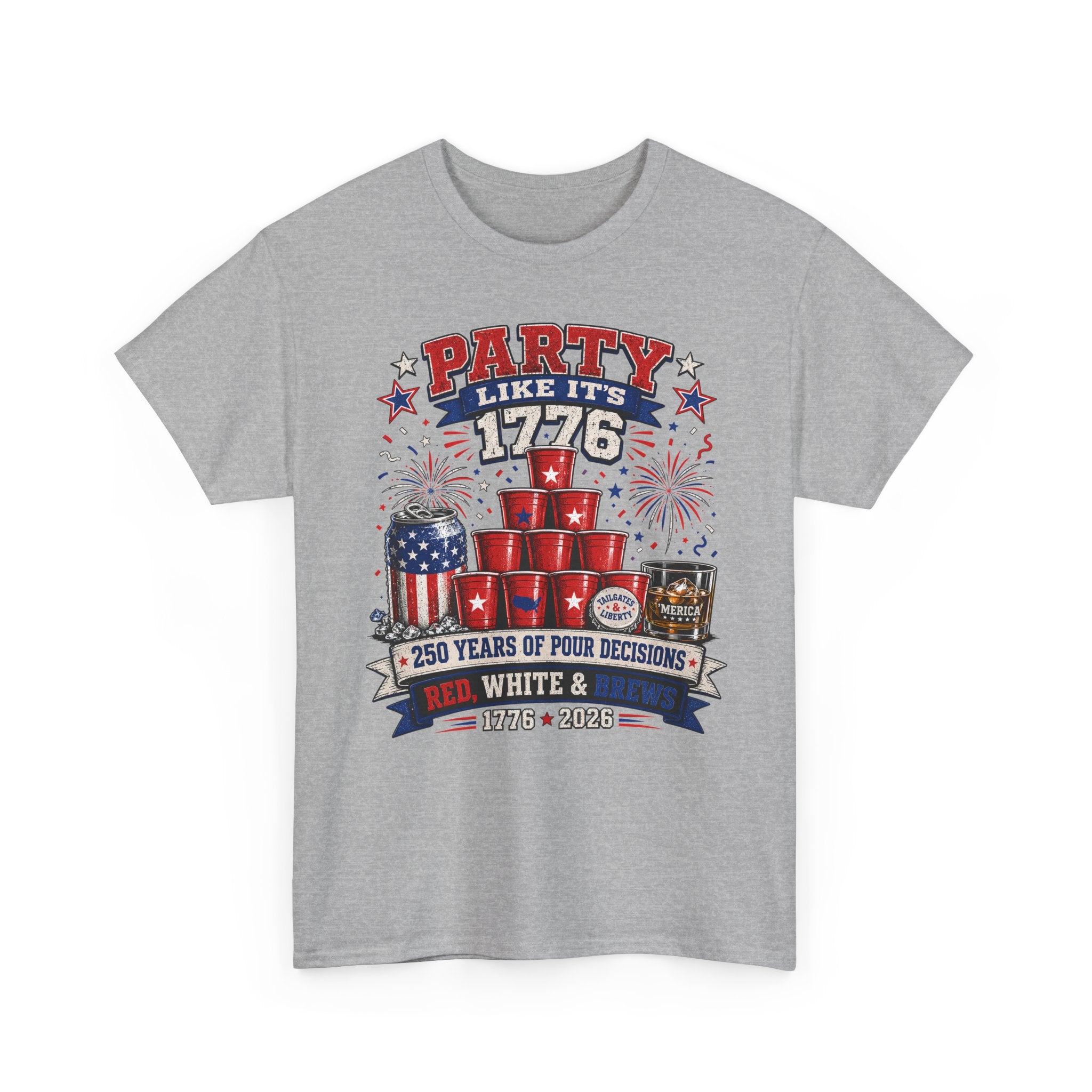 Funny Red Cup Party 1776 2026 Patriotic Americana Basic T-Shirt - Unisex