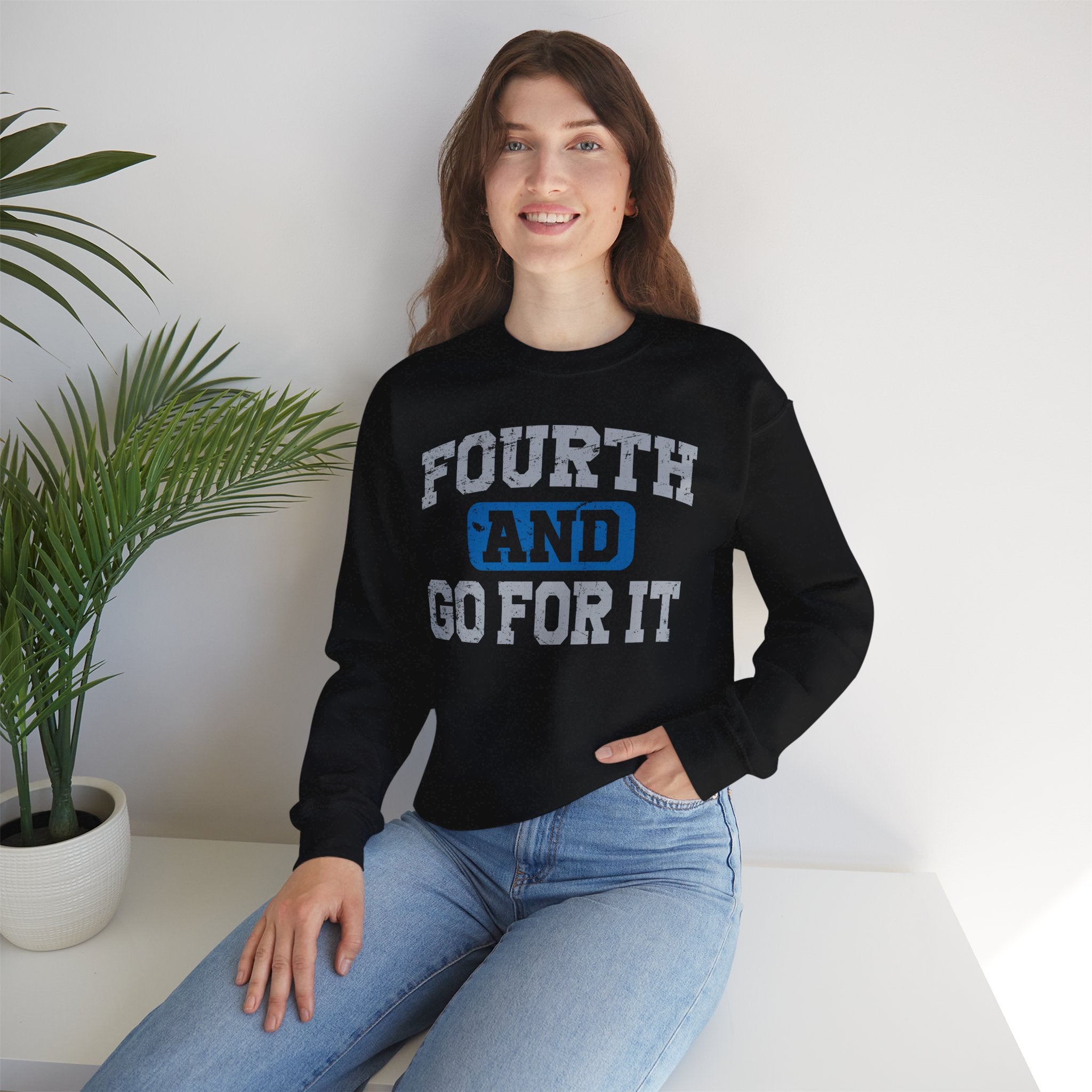 Fourth and Go For It Blue & Gray Crewneck Sweatshirt - Unisex