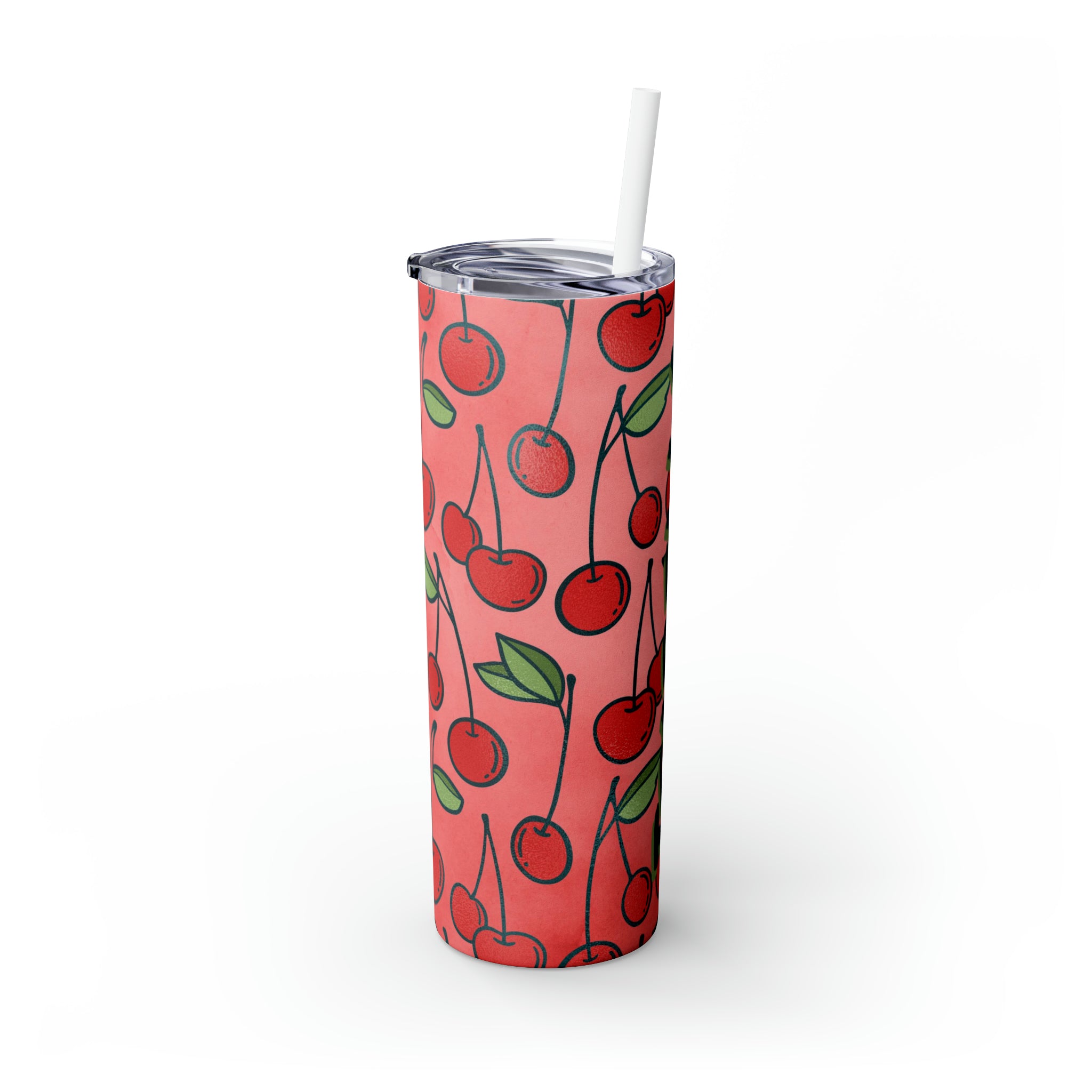 Cherries Personalized Skinny Steel Tumbler with Straw, 20oz