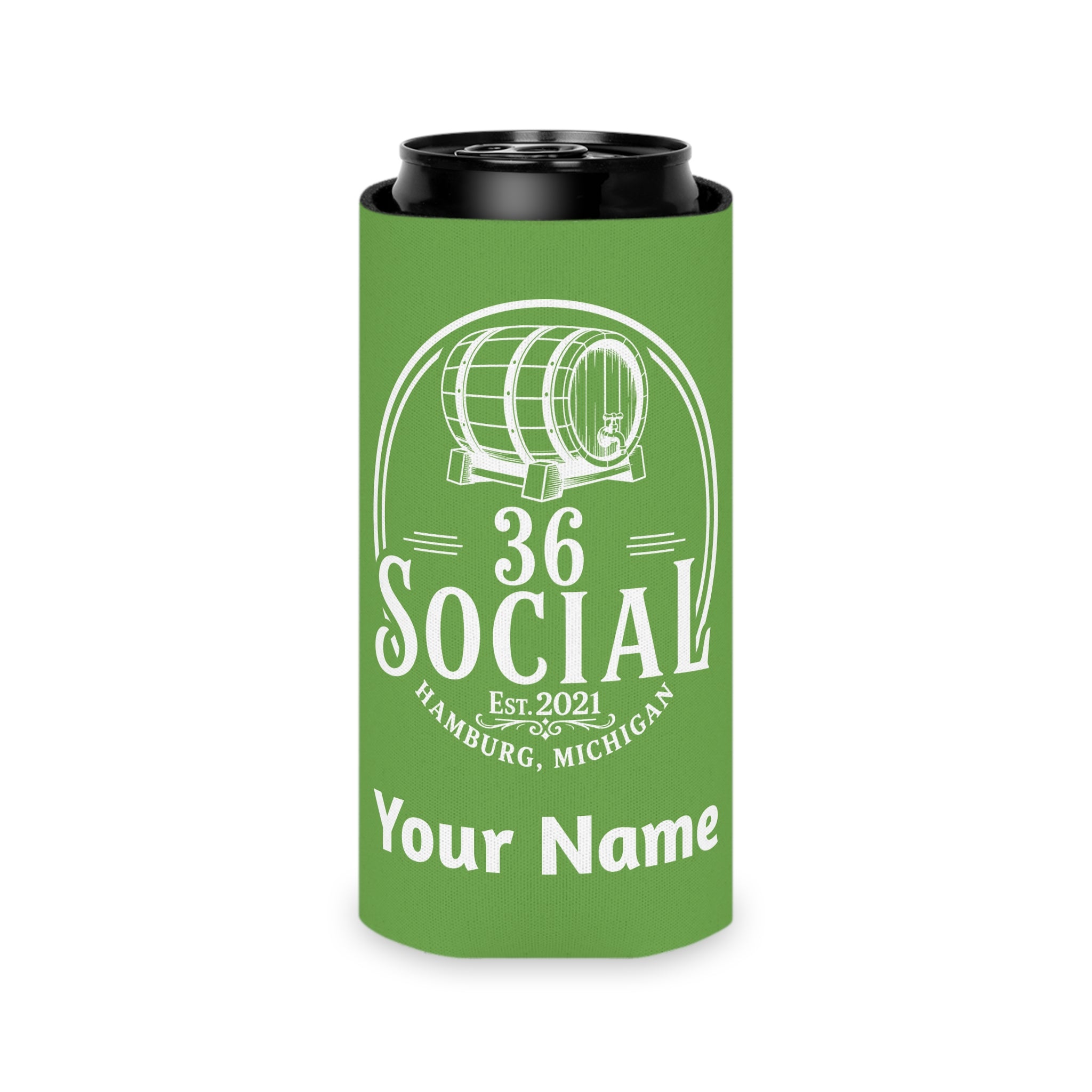 36 Social Logo 2 SL Can Cooler - Skinny - Green (Amaranth)