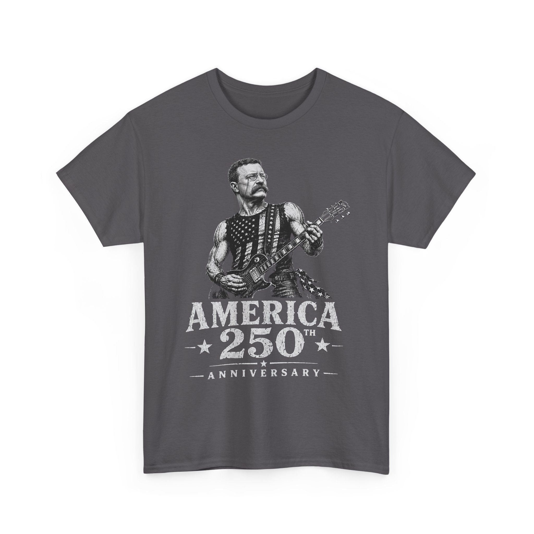 Flag Guitar Rebel America 250 Distressed Patriotic Grunge Basic T-Shirt - Unisex