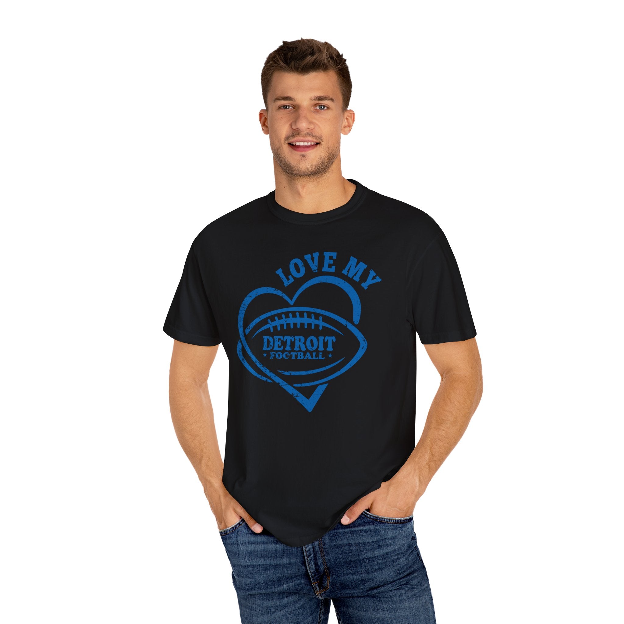 Love Detroit Football Blue Premium T-Shirt - Unisex