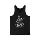 Mustache Guitar Hero America 250 Distressed Patriotic Grunge Basic T-Shirt - Unisex