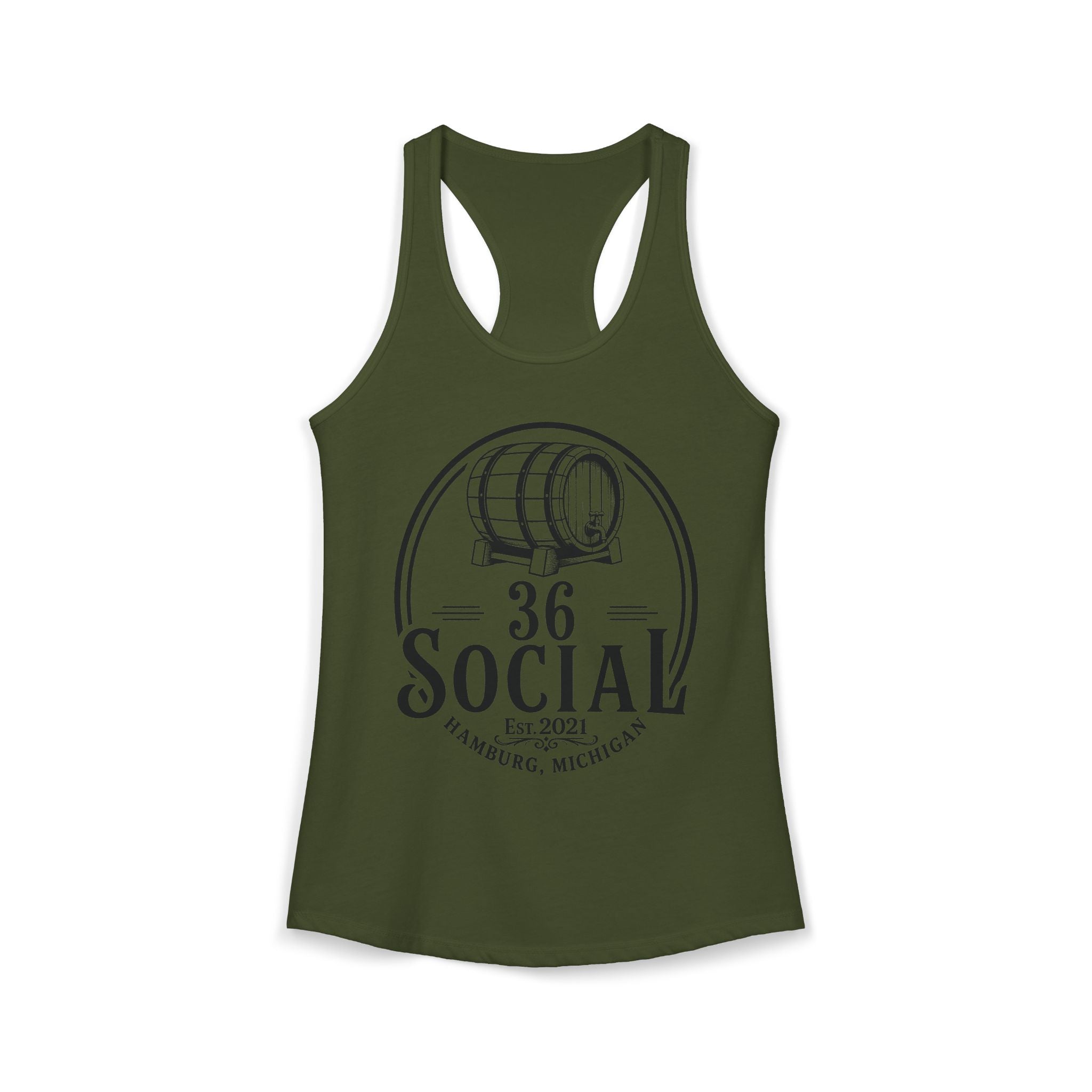 36 Social Logo 2 Black SL Basic Racerback Tank Top - Women's