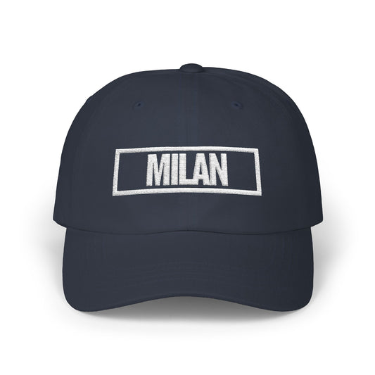 Milan Bold & Square White Embroidery Dad Cap