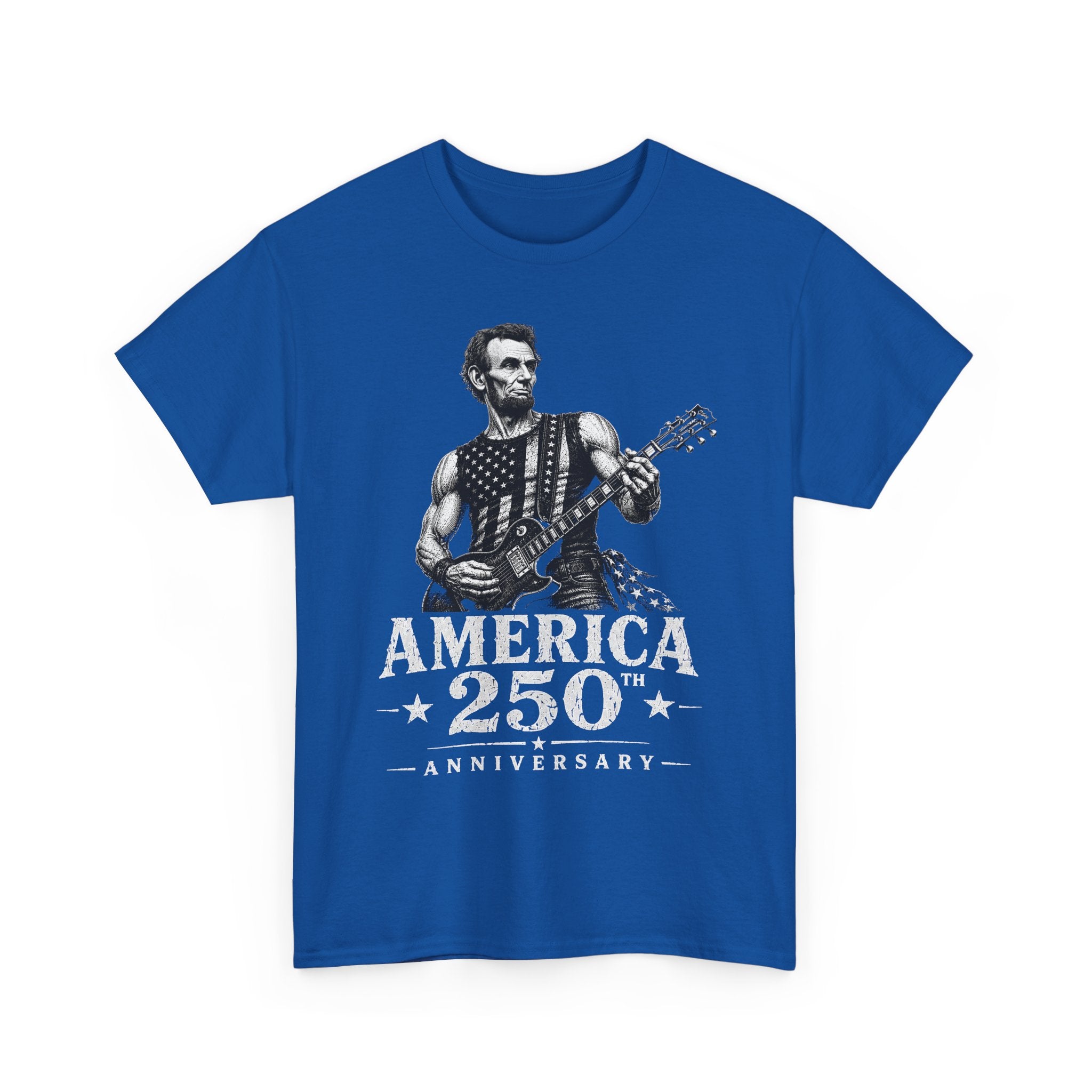 Mustache Guitar Hero America 250 Distressed Patriotic Grunge Basic T-Shirt - Unisex