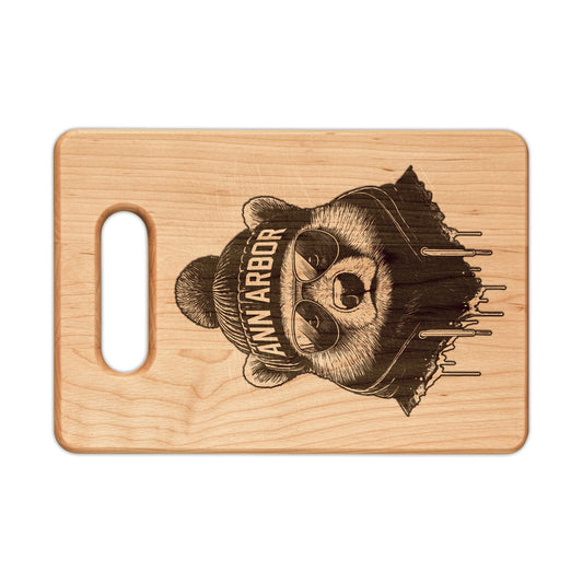 Winter Wolverine MI Engraved Wooden Cutting Board Rectangle Handle