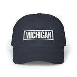 Michigan Bold & Square White Embroidery Dad Cap