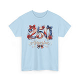 Rose Bow America 250 1776 2026 Floral Patriotic Basic T-Shirt - Unisex