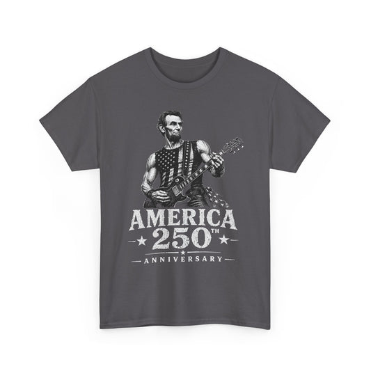 Mustache Guitar Hero America 250 Distressed Patriotic Grunge Basic T-Shirt - Unisex