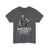 Mustache Guitar Hero America 250 Distressed Patriotic Grunge Basic T-Shirt - Unisex