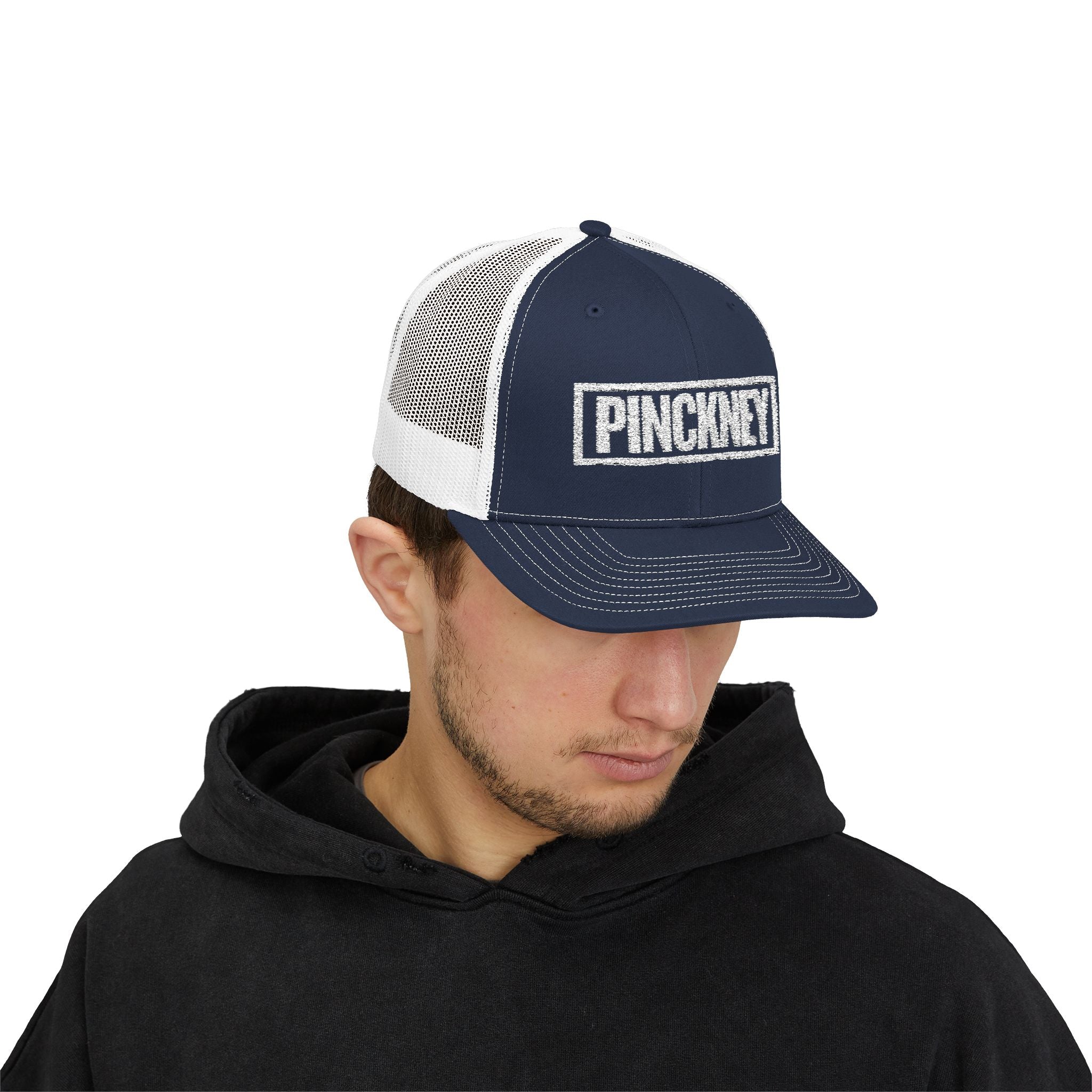 Pinckney Bold & Square White Embroidery Trucker Cap