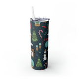 Christmas Pattern Skinny Steel Tumbler with Straw, 20oz