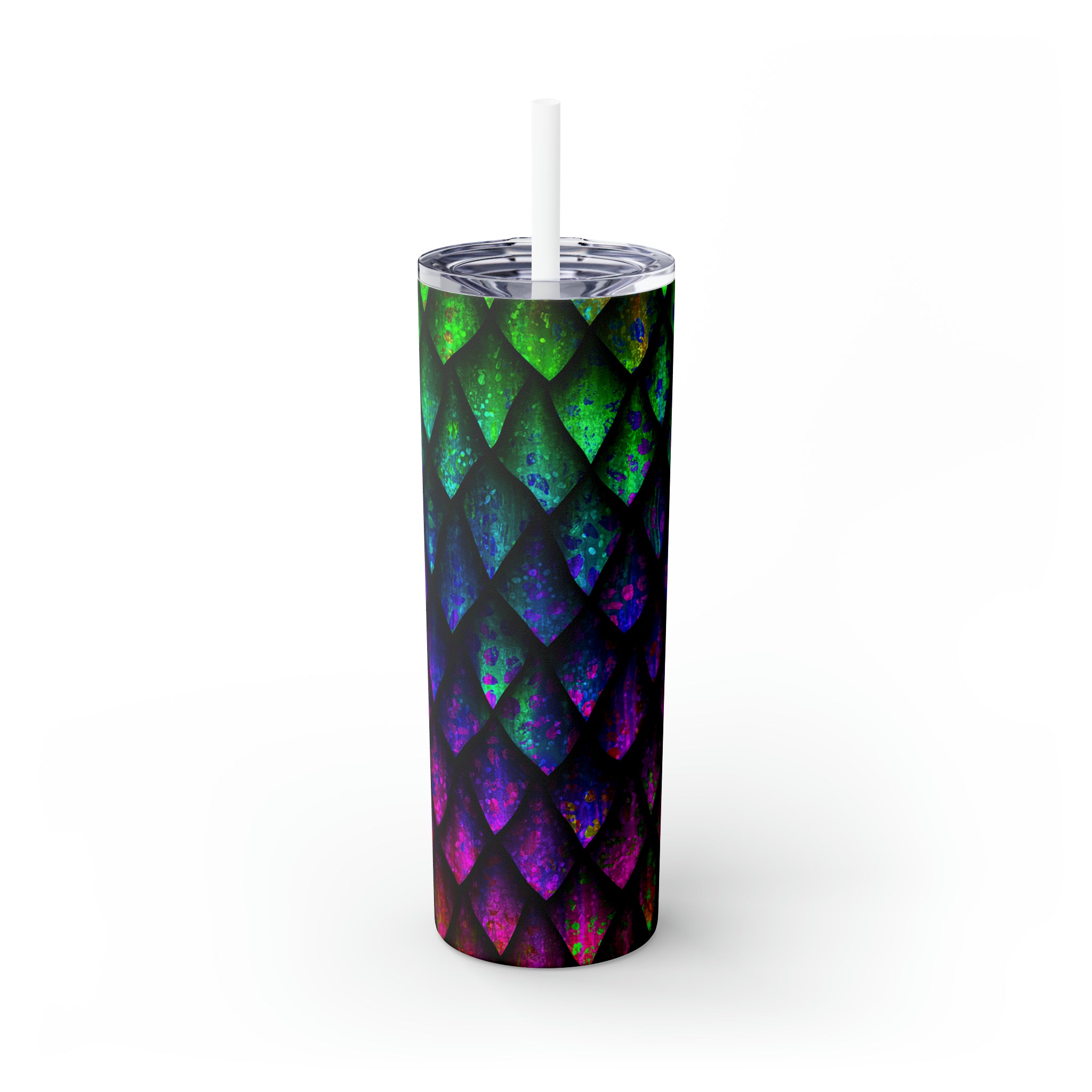 Dragon Scales Skinny Steel Tumbler with Straw, 20oz