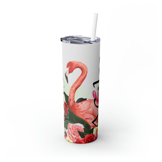 Flamingo Personalized Skinny Steel Tumbler with Straw, 20oz