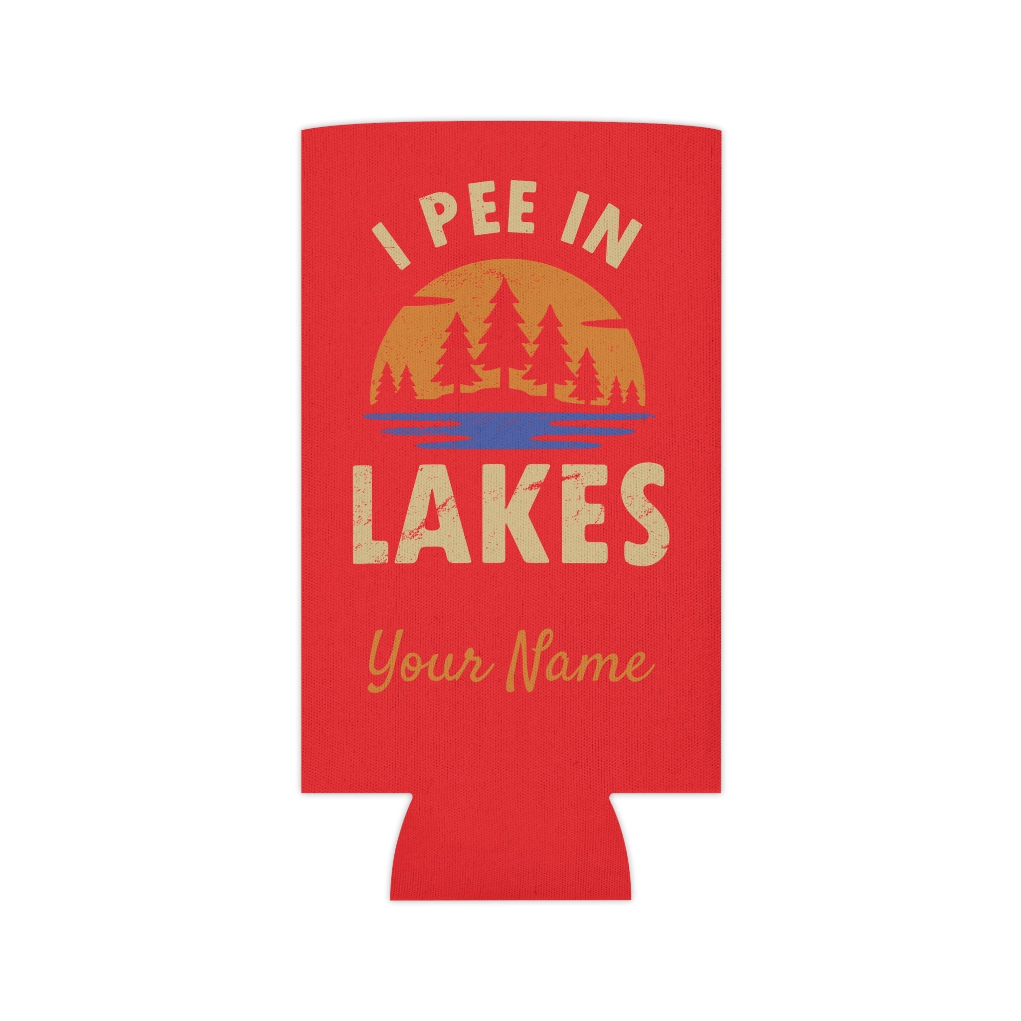 Can Cooler - Skinny - I Pee In Lakes Retro Sun