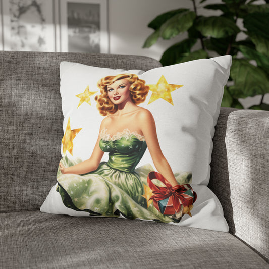Pin Up Girl Christmas 3 Square Pillow Case