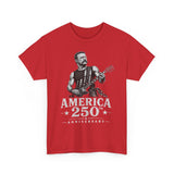 Flag Guitar Rebel America 250 Distressed Patriotic Grunge Basic T-Shirt - Unisex