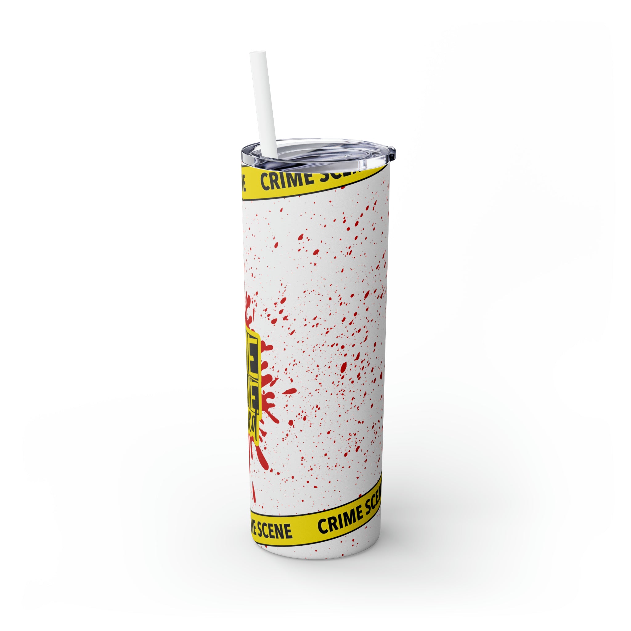 True Crime Obsessed Skinny Steel Tumbler with Straw, 20oz