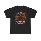 Sasquatch Flag Fireworks 250th Anniversary Funny Patriotic Basic T-Shirt - Unisex