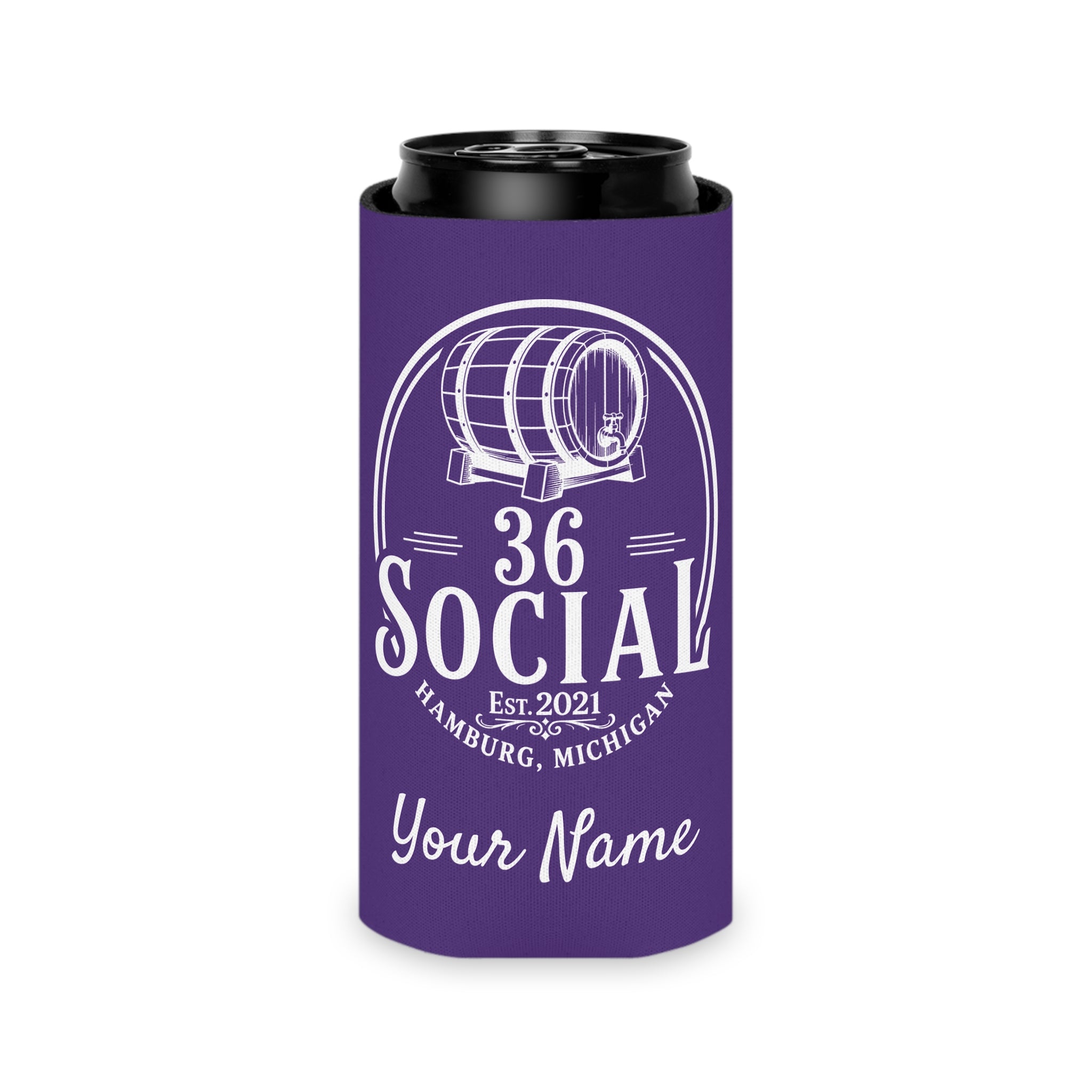 36 Social Logo 2 SL Can Cooler - Skinny - Purple (Satisfy)