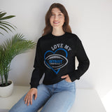 Love Detroit Football Blue & Gray Crewneck Sweatshirt - Unisex