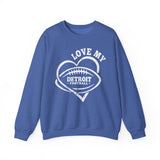 Love Detroit Football White Crewneck Sweatshirt - Unisex