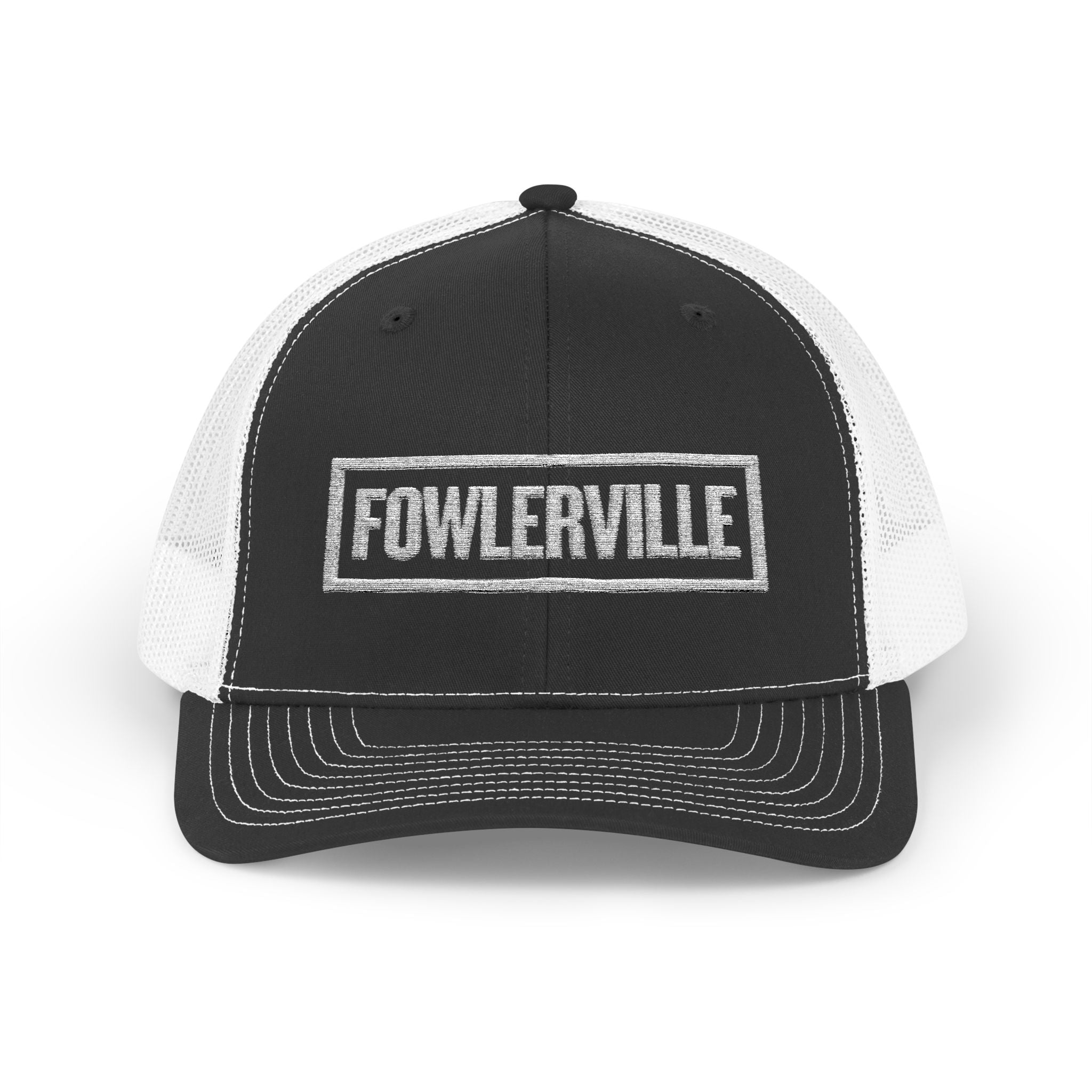 Fowlerville Bold & Square White Embroidery Trucker Cap