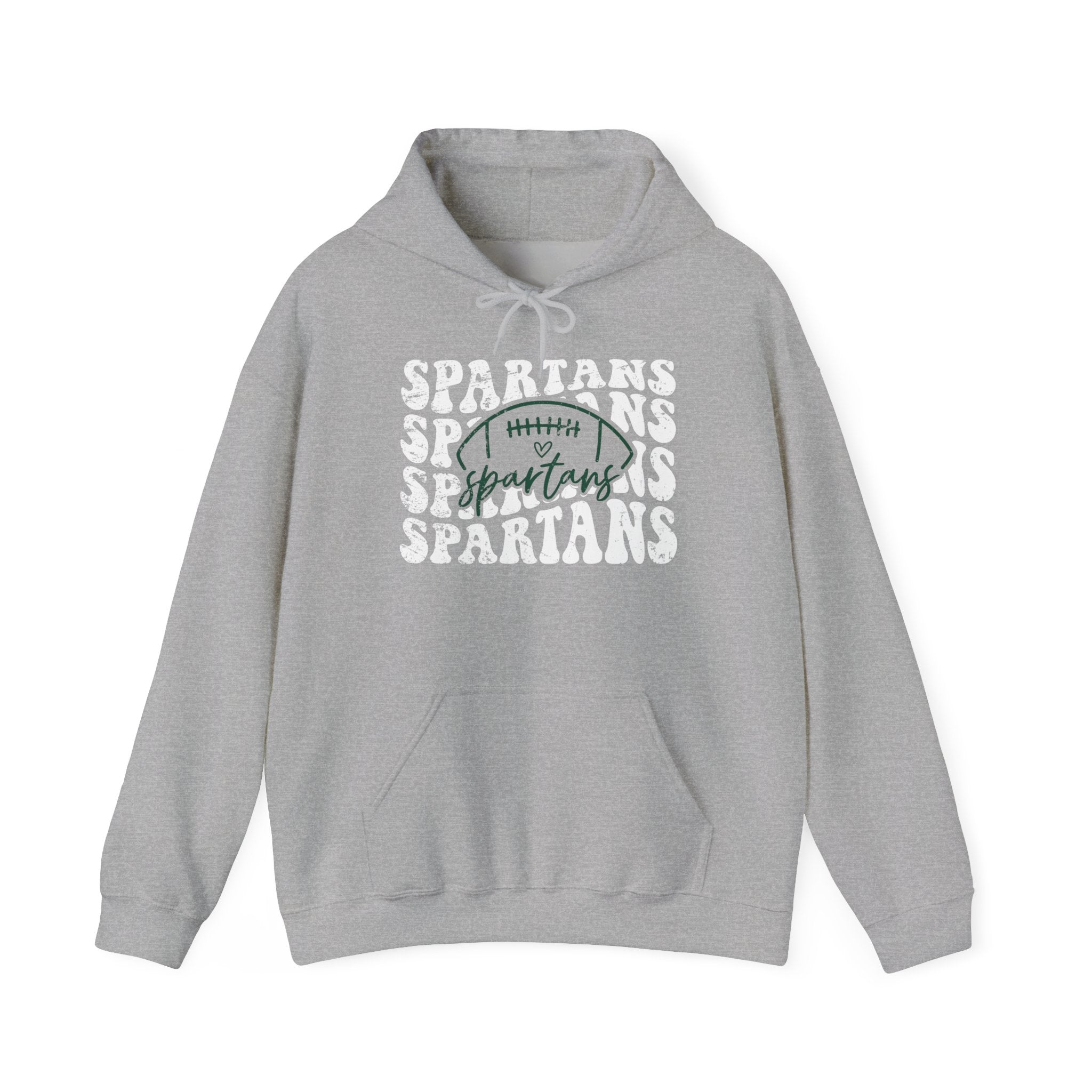 Spartans Football White & Green Hoodie - Unisex