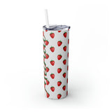 Strawberries Personalized Skinny Steel Tumbler with Straw, 20oz