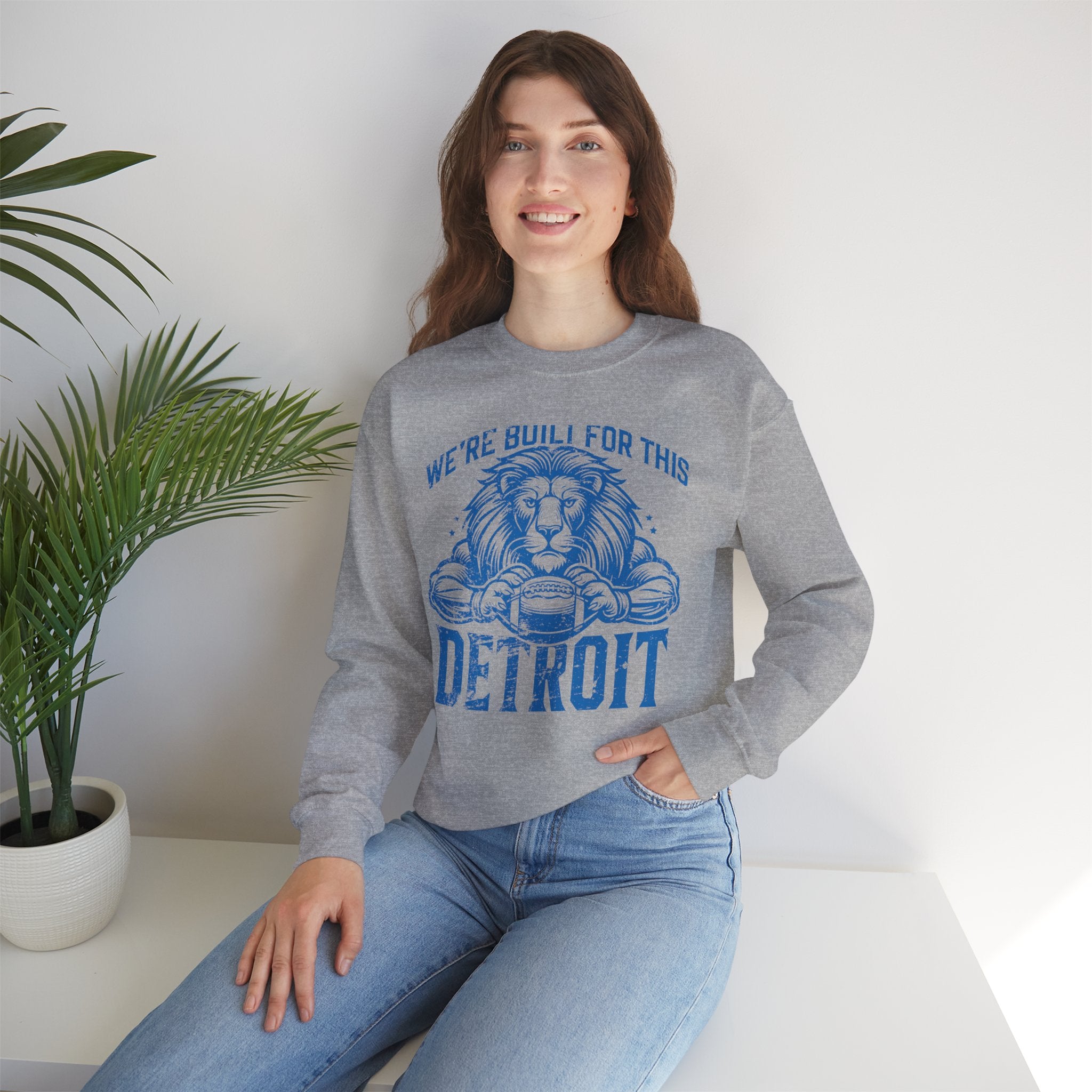 We're Built for This Detroit Blue Crewneck Sweatshirt - Unisex